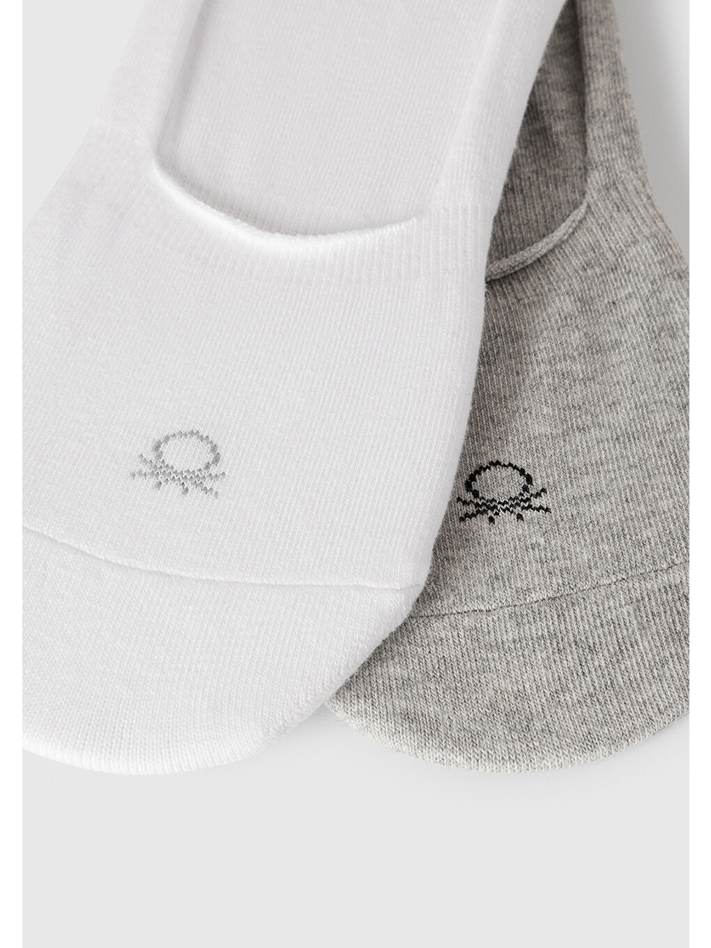 Unisex Beyaz-Gri 2'Li Babet Çorap-1