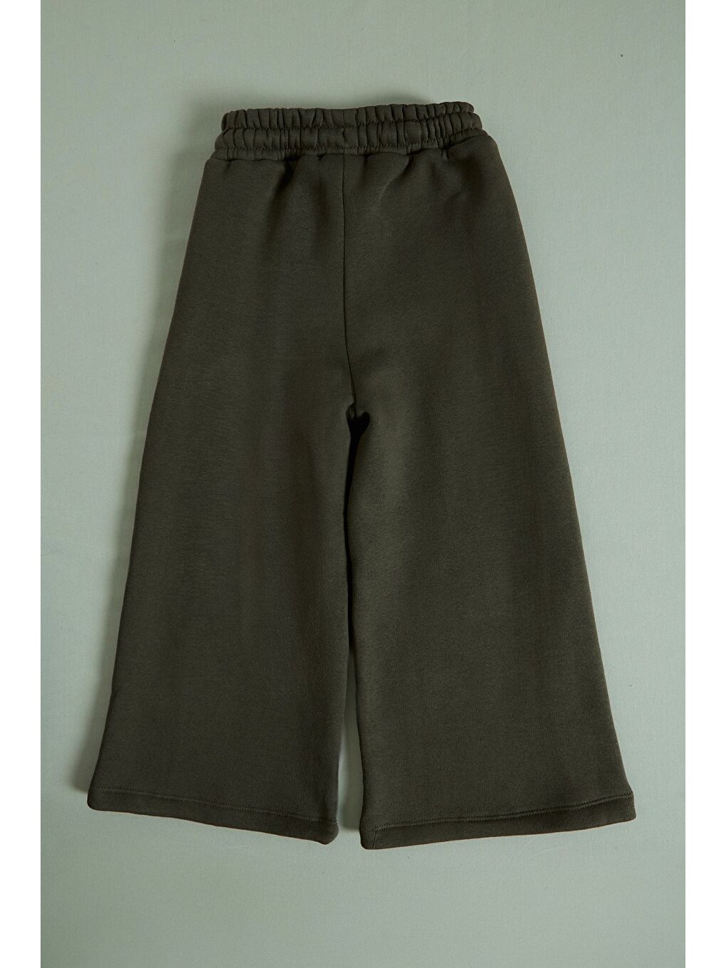 Haki 3 İplik Yanları Şeritli Beli Lastikli Kız Çocuk Eşofman Altı-3