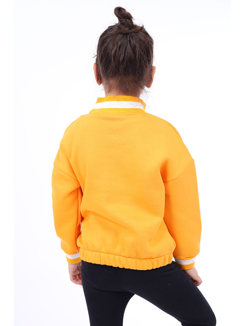 Turuncu Kız Çocuk Baskılı Sweatshirt-1