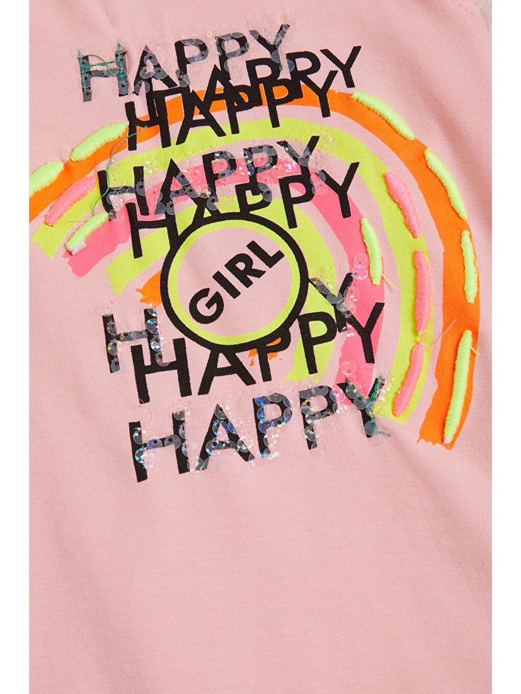 Pembe Nakışlı Kız Çocuk Tişört 15566-1