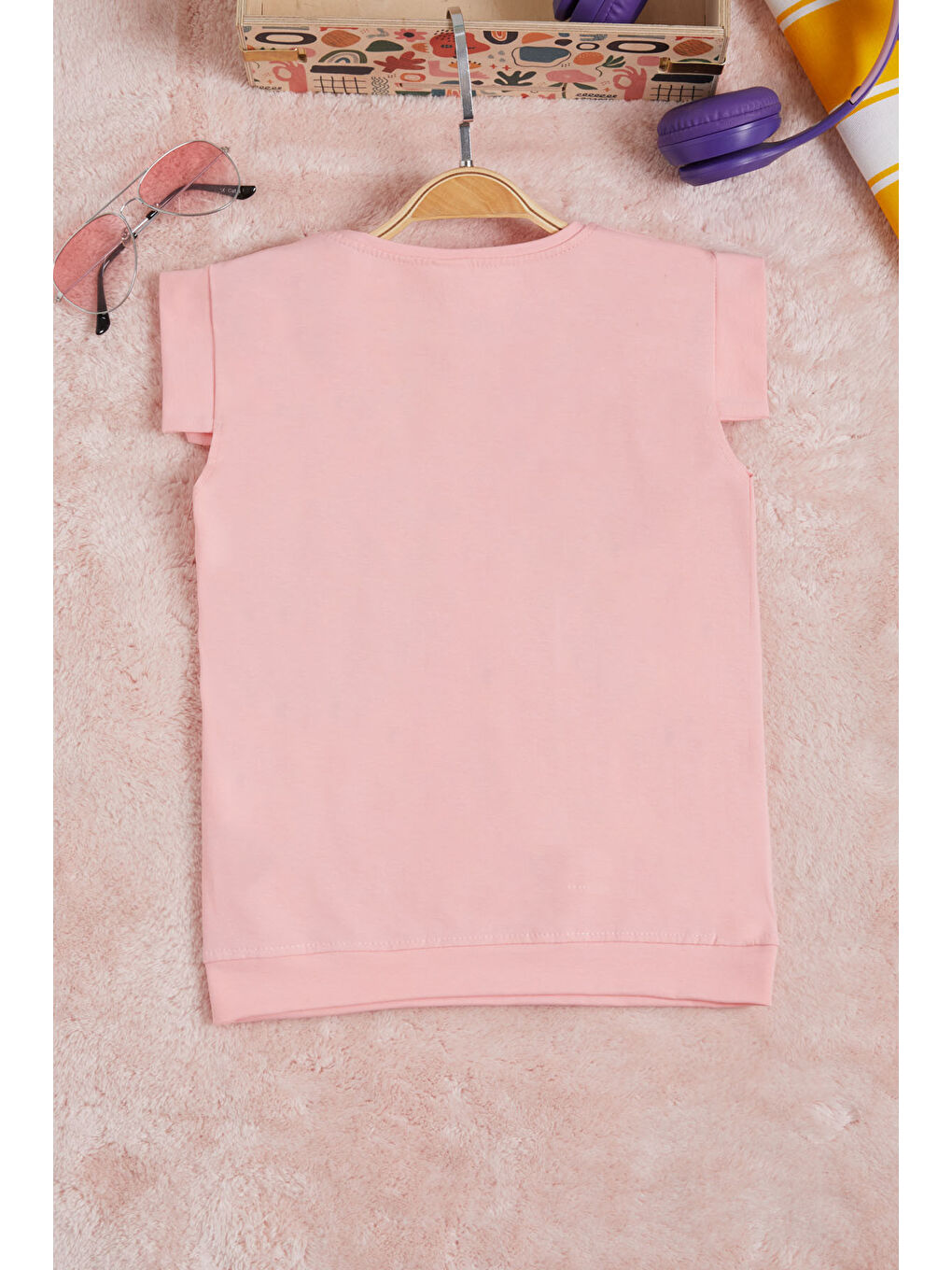 Pembe Nakışlı Kız Çocuk Tişört 15566-2