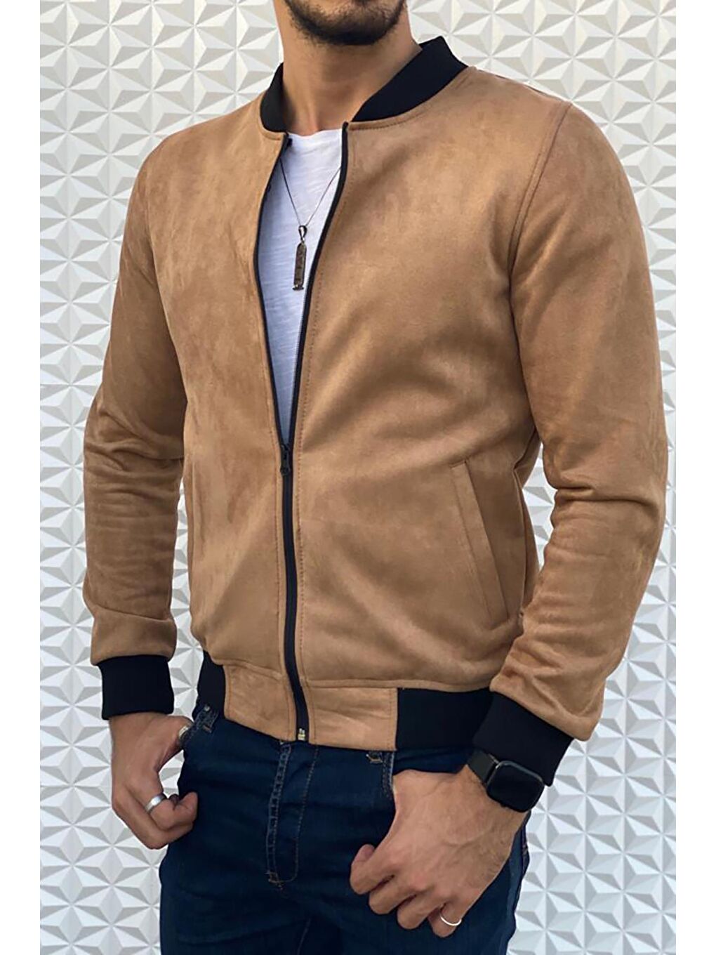 Kahverengi Eddy Extra Slim Fit Mevsimlik Erkek Süet Ceket