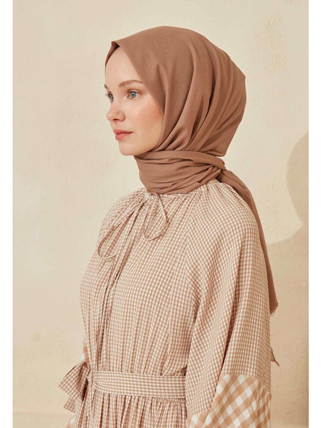 Kahverengi İnce Pamuk Vual Şal Fındık Kabuğu-2