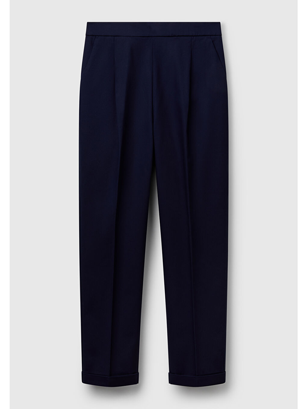 Kadın Lacivert Streç Pamuklu Arka Beli Lastikli Cepli Pantolon-1