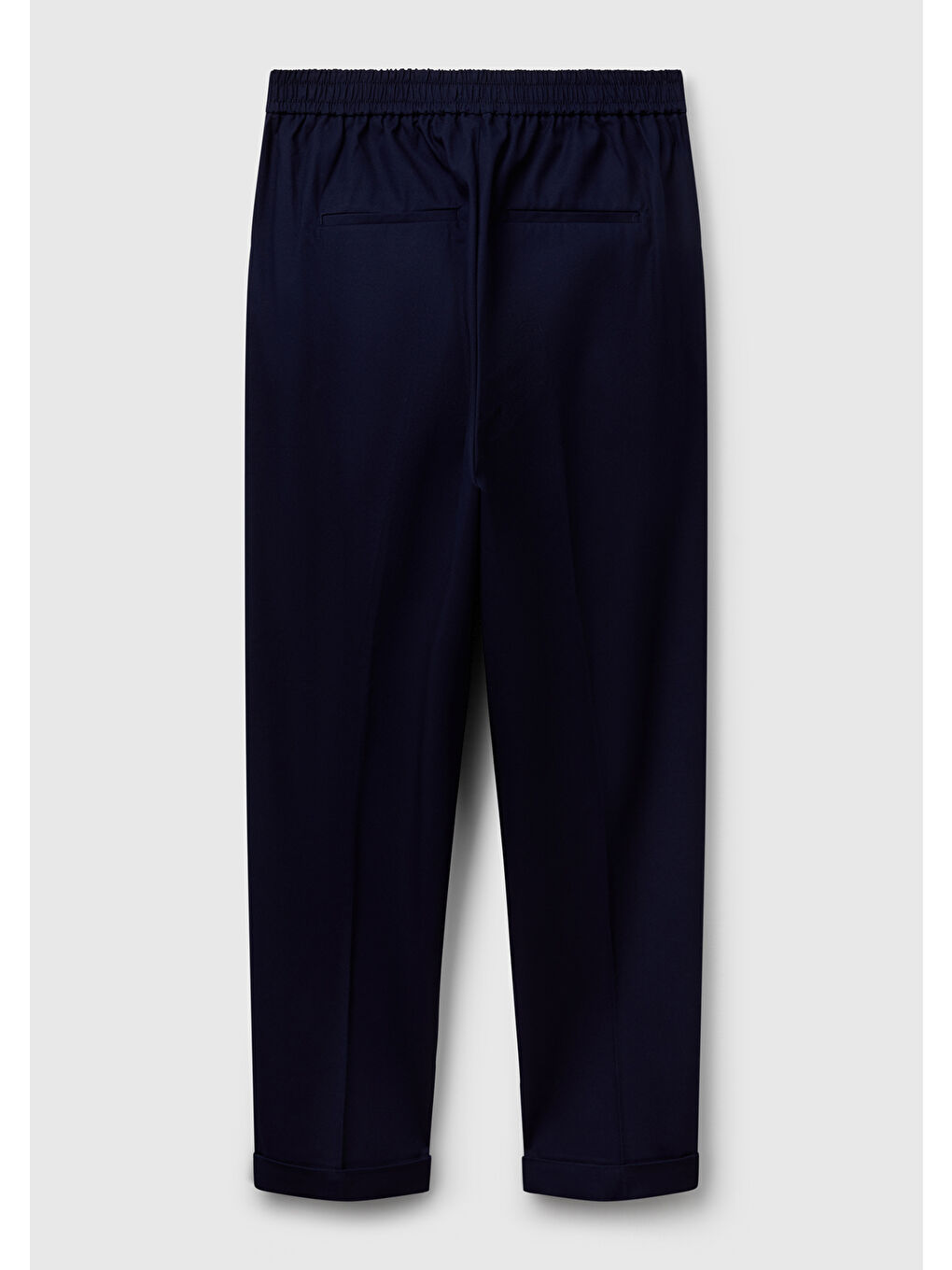 Kadın Lacivert Streç Pamuklu Arka Beli Lastikli Cepli Pantolon-3
