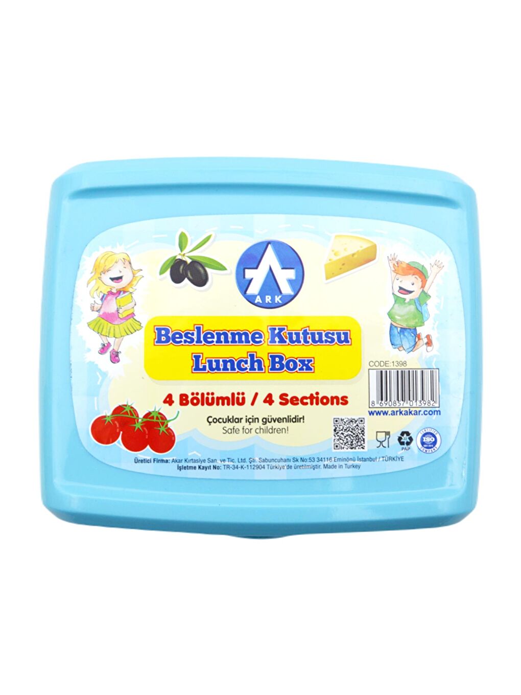 Mavi Kilitli 4 Bölmeli Beslenme Kutusu Kod:1398