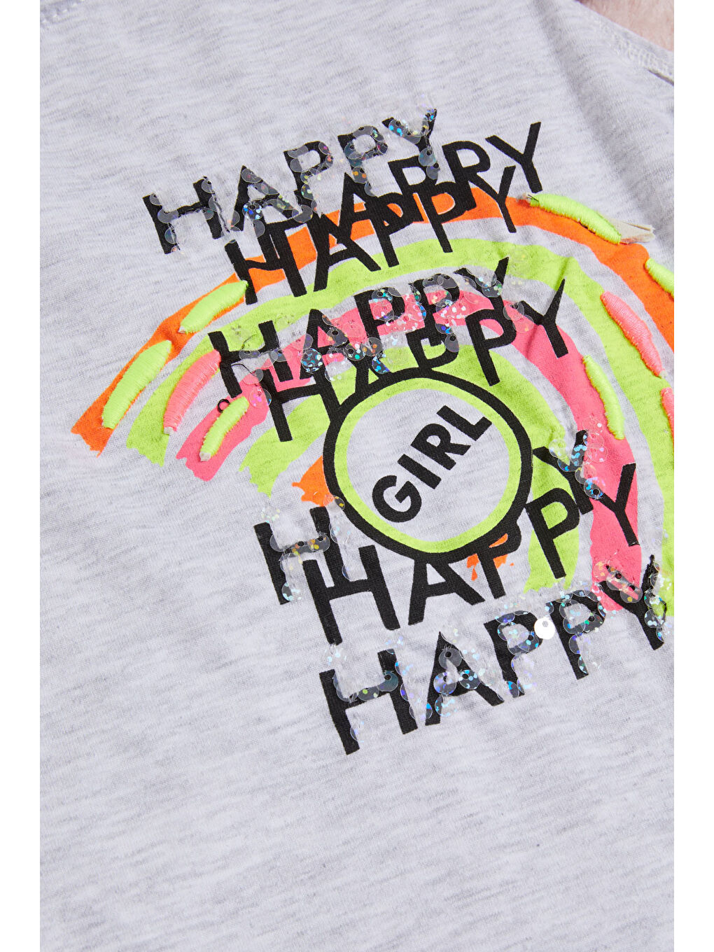 Gri Nakışlı Kız Çocuk Tişört 15567-1