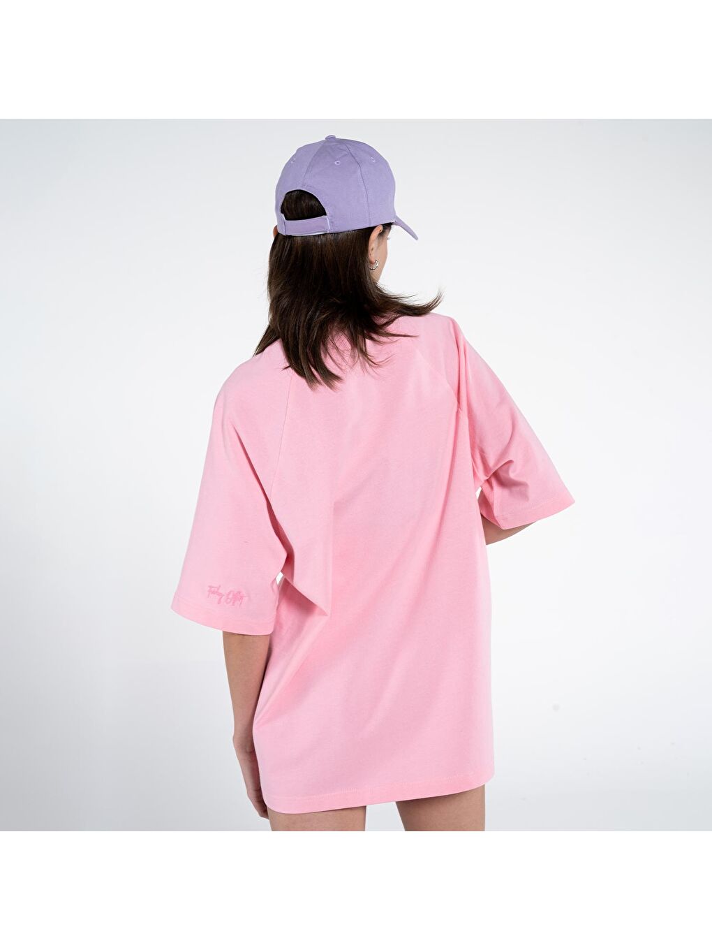 Pina Kadın Pembe %100 Koton Bisiklet Yaka Oversize Tişört-1