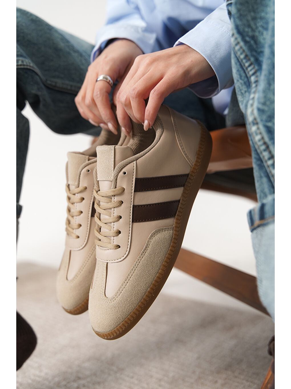 Daxtors Bej Agnus Günlük Ortopedik Kadın Sneaker Spor Ayakkabı - 1
