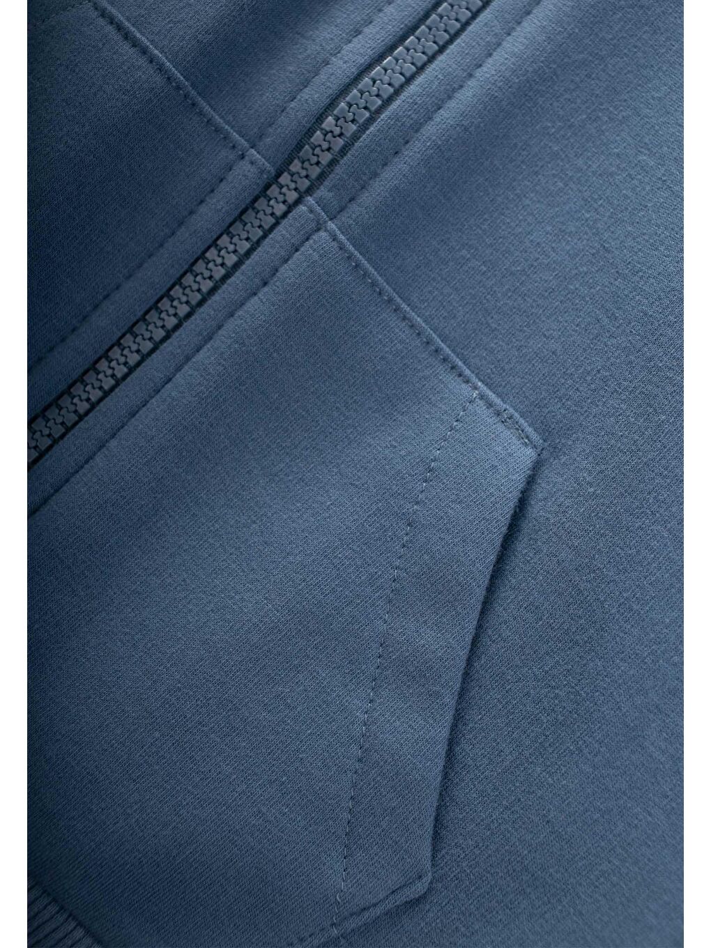 Kapüşonlu Fermuarlı Hırka 1-14 Yaş İndigo Mavi-2