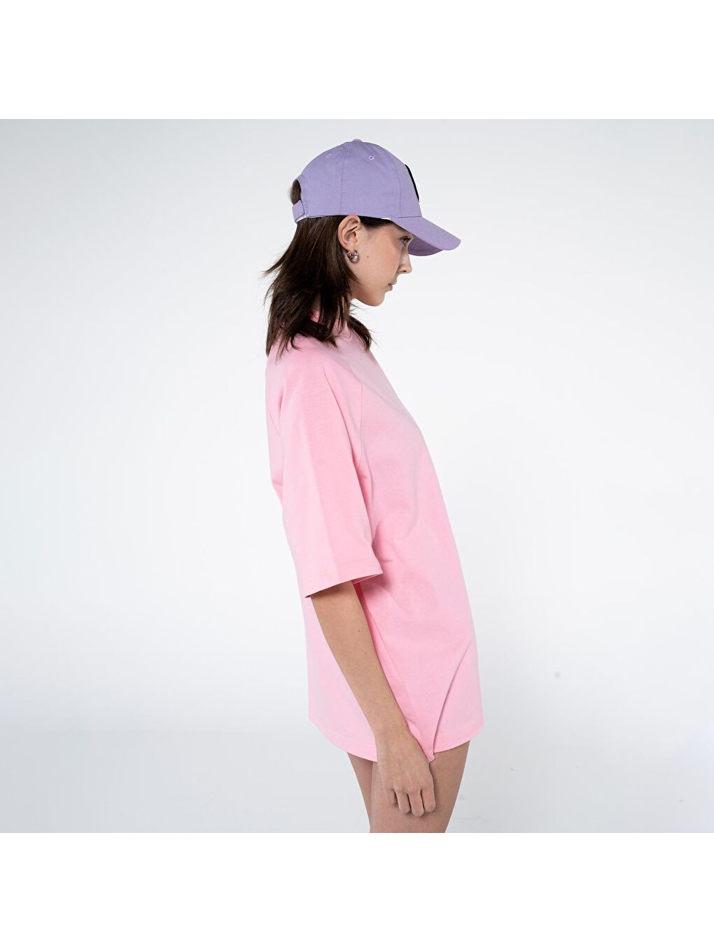 Pina Kadın Pembe %100 Koton Bisiklet Yaka Oversize Tişört-2