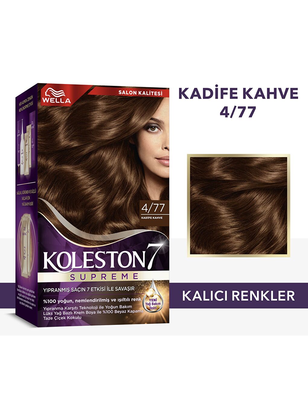 Wella Renksiz Koleston Supreme Kit 4/77 Kadife Kahve *18 - 1