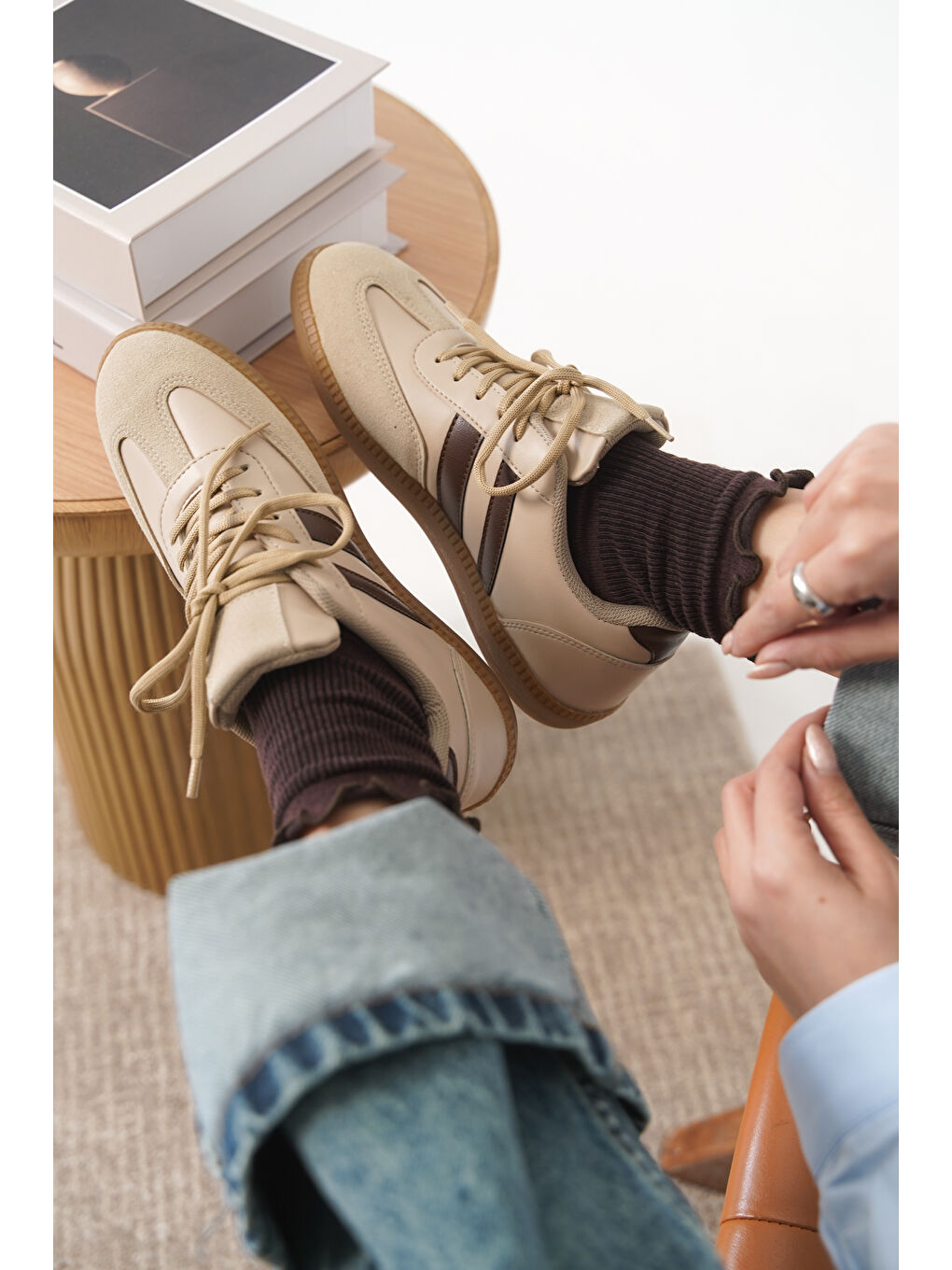 Daxtors Bej Agnus Günlük Ortopedik Kadın Sneaker Spor Ayakkabı - 3