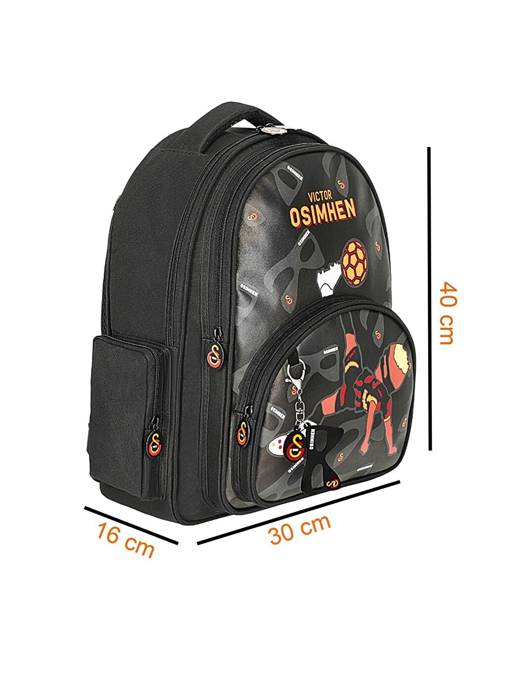 3 Bölmeli Victor Osimhen Suni Deri Okul Sırt Çantası (25586)-1