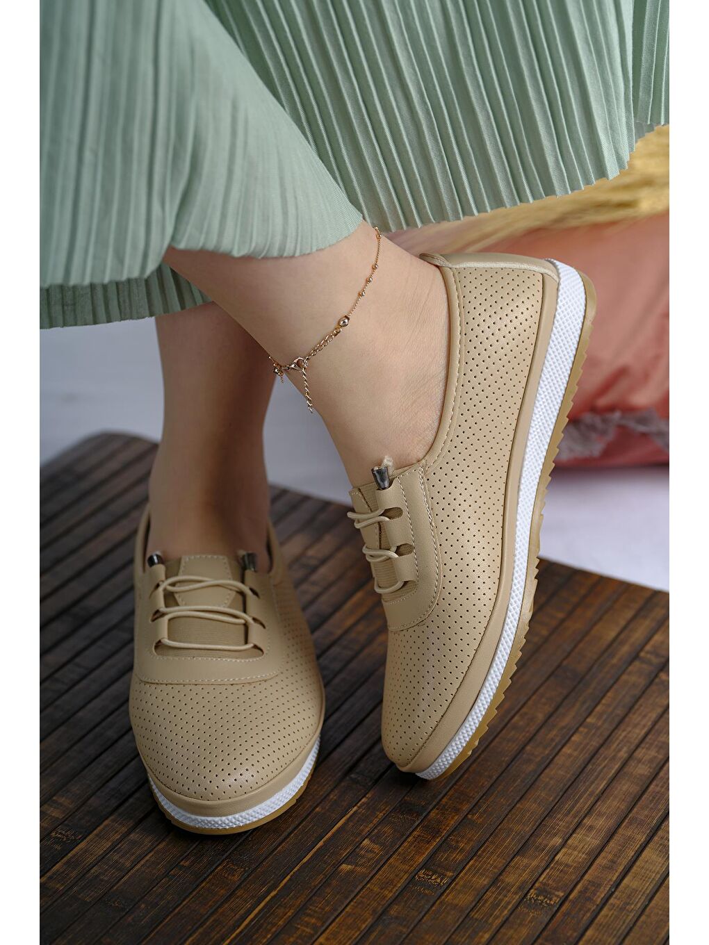 Ekru Enna Anne Genç Bağcıklı Günlük Ayakkabı-2