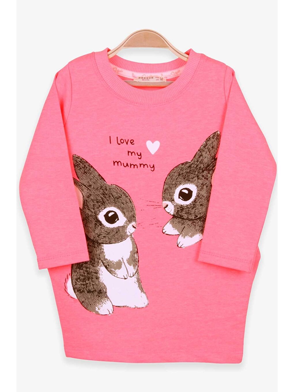 Beyaz Kız Çocuk Tunik Tavşan Desenli Neon Pembe (1.5-2 Yaş)-2
