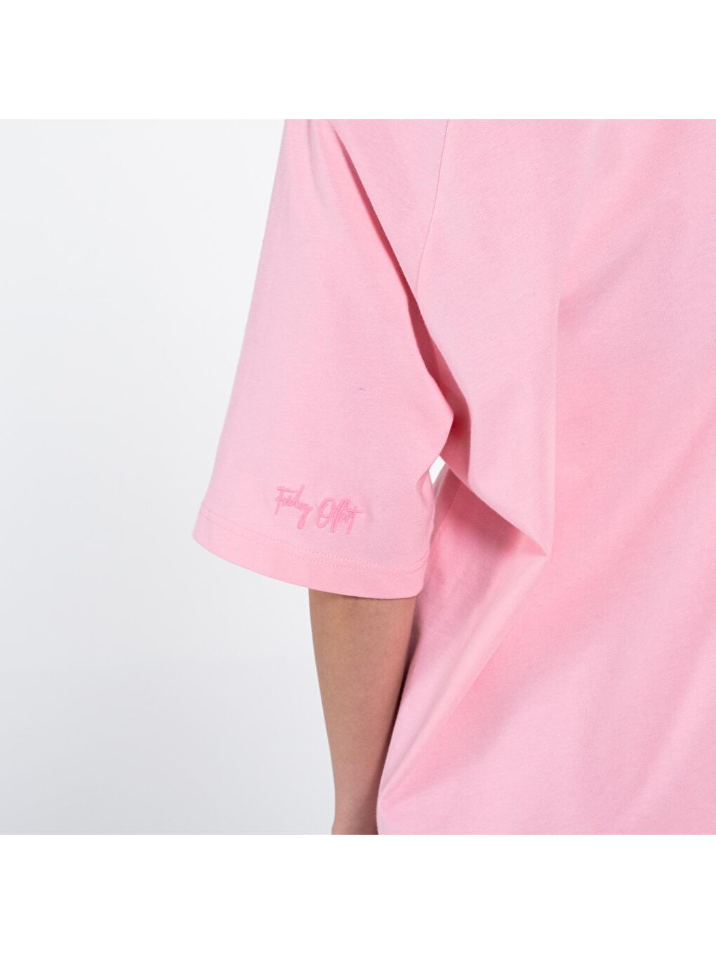 Pina Kadın Pembe %100 Koton Bisiklet Yaka Oversize Tişört-3