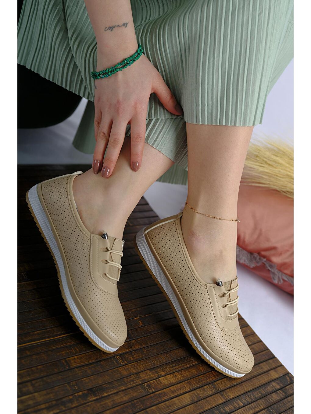 Ekru Enna Anne Genç Bağcıklı Günlük Ayakkabı-3