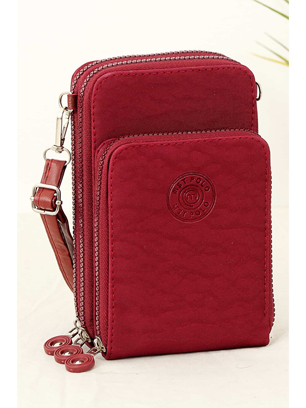 Bordo Tuchel 3 Bölmeli Klinkır Kadın Kartlık Cüzdan BP-4683C