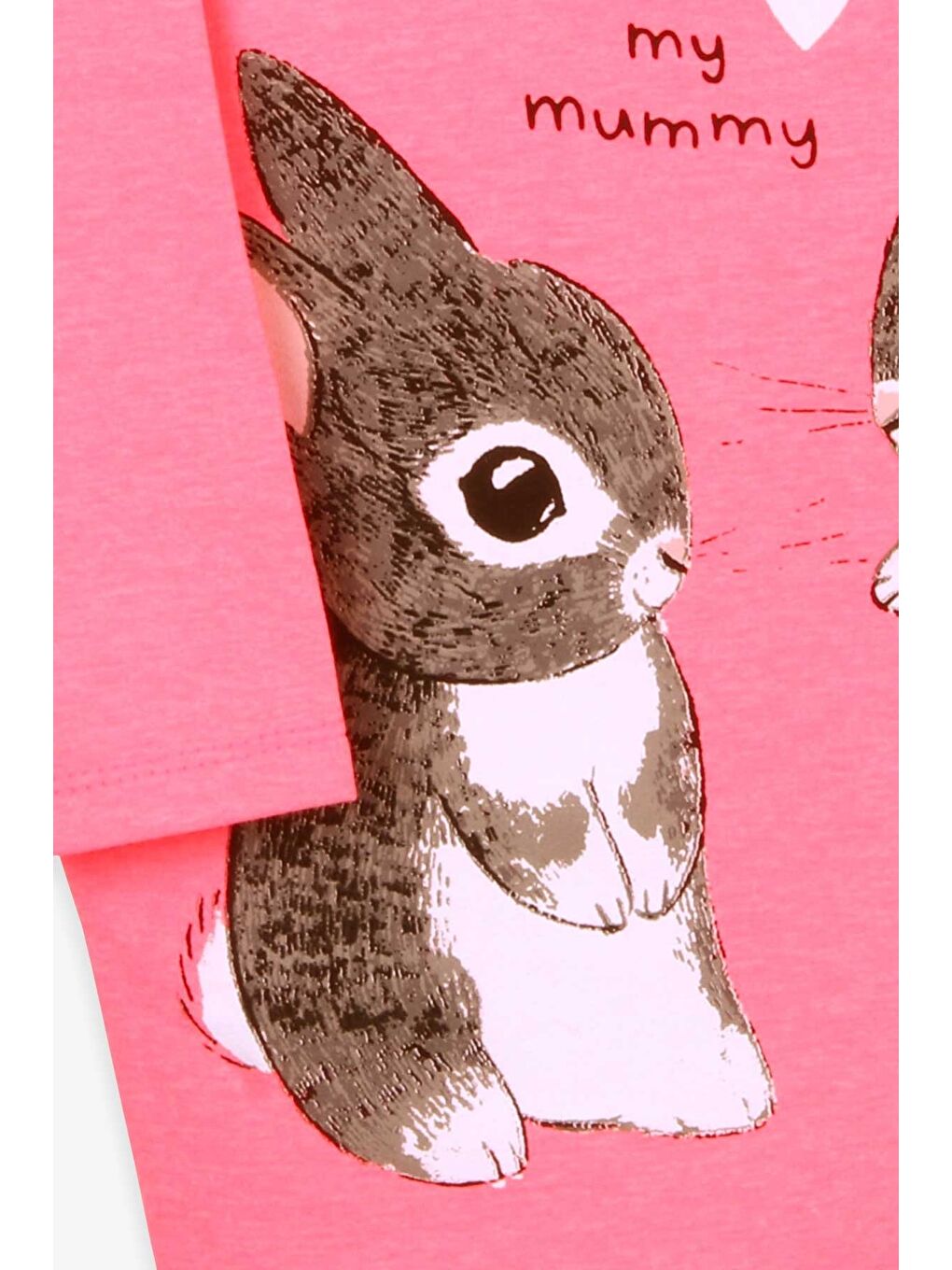 Beyaz Kız Çocuk Tunik Tavşan Desenli Neon Pembe (1.5-2 Yaş)-5