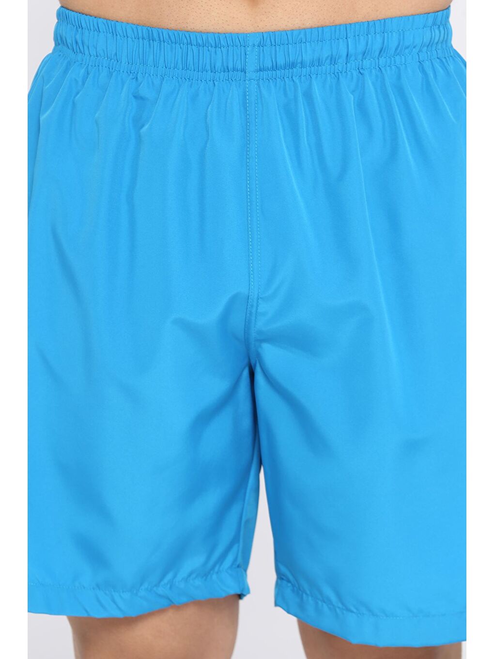 Mavi Erkek Düz Renk Bel Lastikli Deniz Şortu