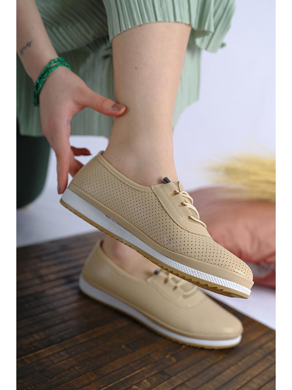 Ekru Enna Anne Genç Bağcıklı Günlük Ayakkabı-4