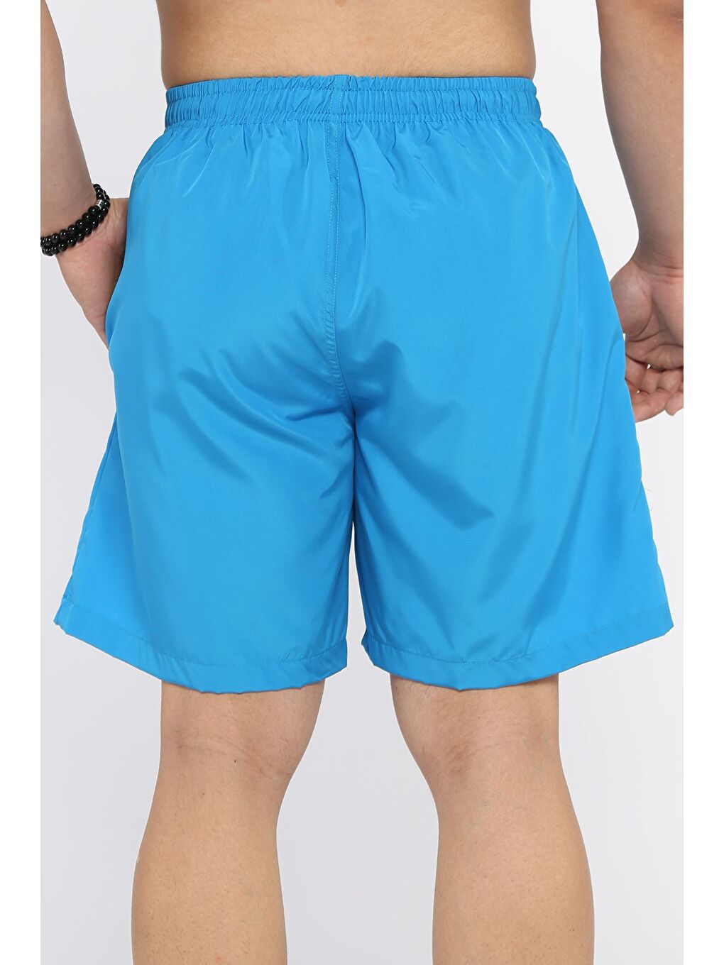 Mavi Erkek Düz Renk Bel Lastikli Deniz Şortu-1