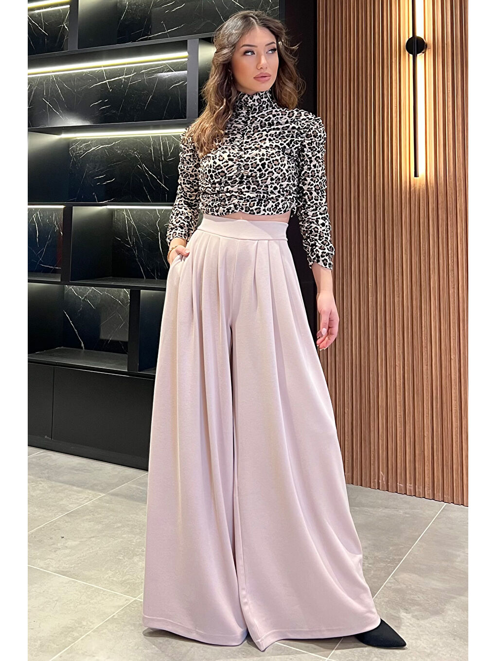 Bej Kadın Palazzo Pantolon