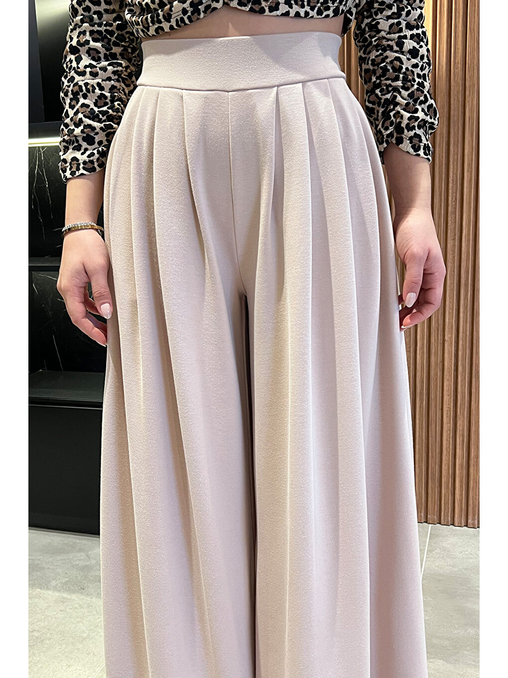 Bej Kadın Palazzo Pantolon-2