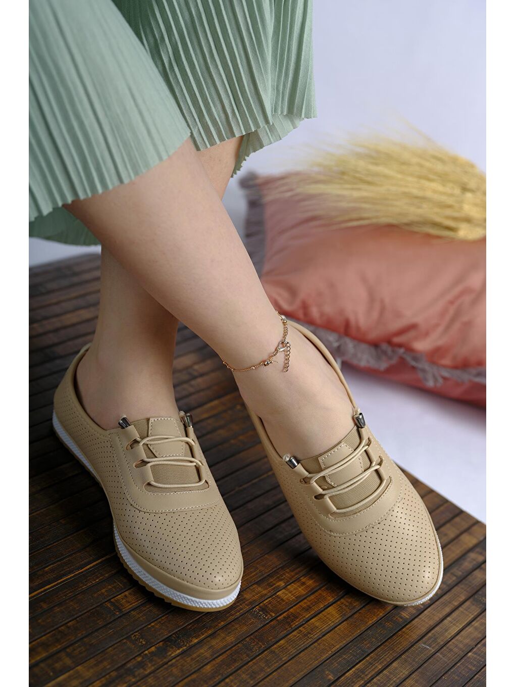 Ekru Enna Anne Genç Bağcıklı Günlük Ayakkabı-5