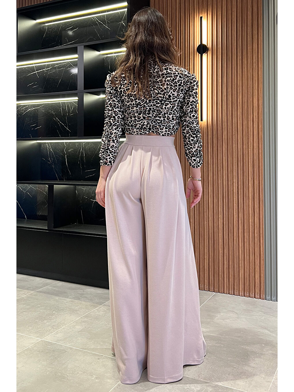 Bej Kadın Palazzo Pantolon-3