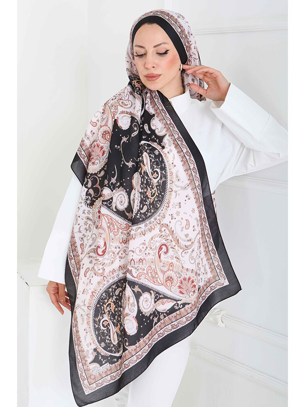 Ethnic Grace Serisi Pamuk Şal Siyah - 27855-SIYAH