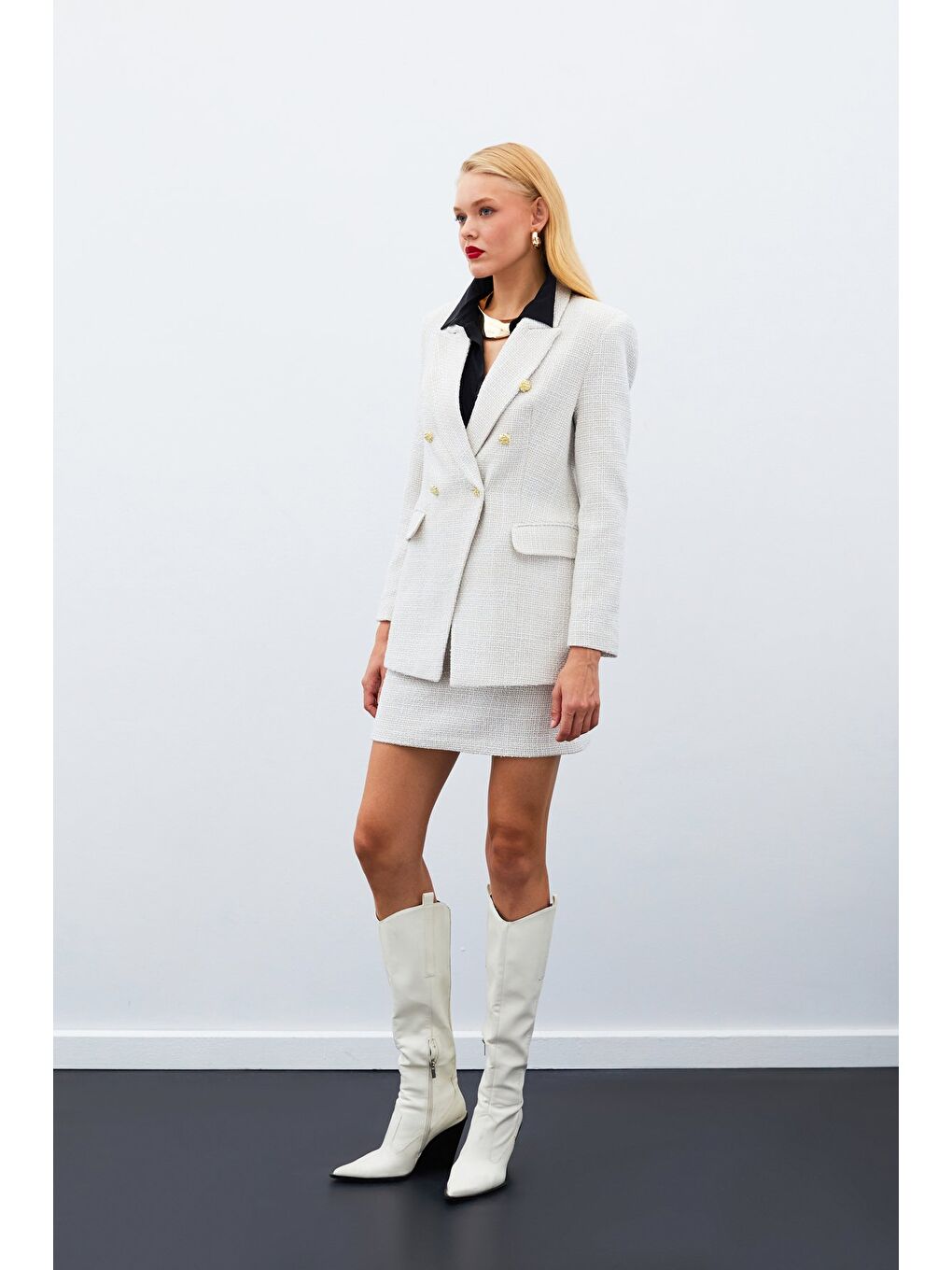 Düğme Detaylı Tüvit Ceket - Bej-4