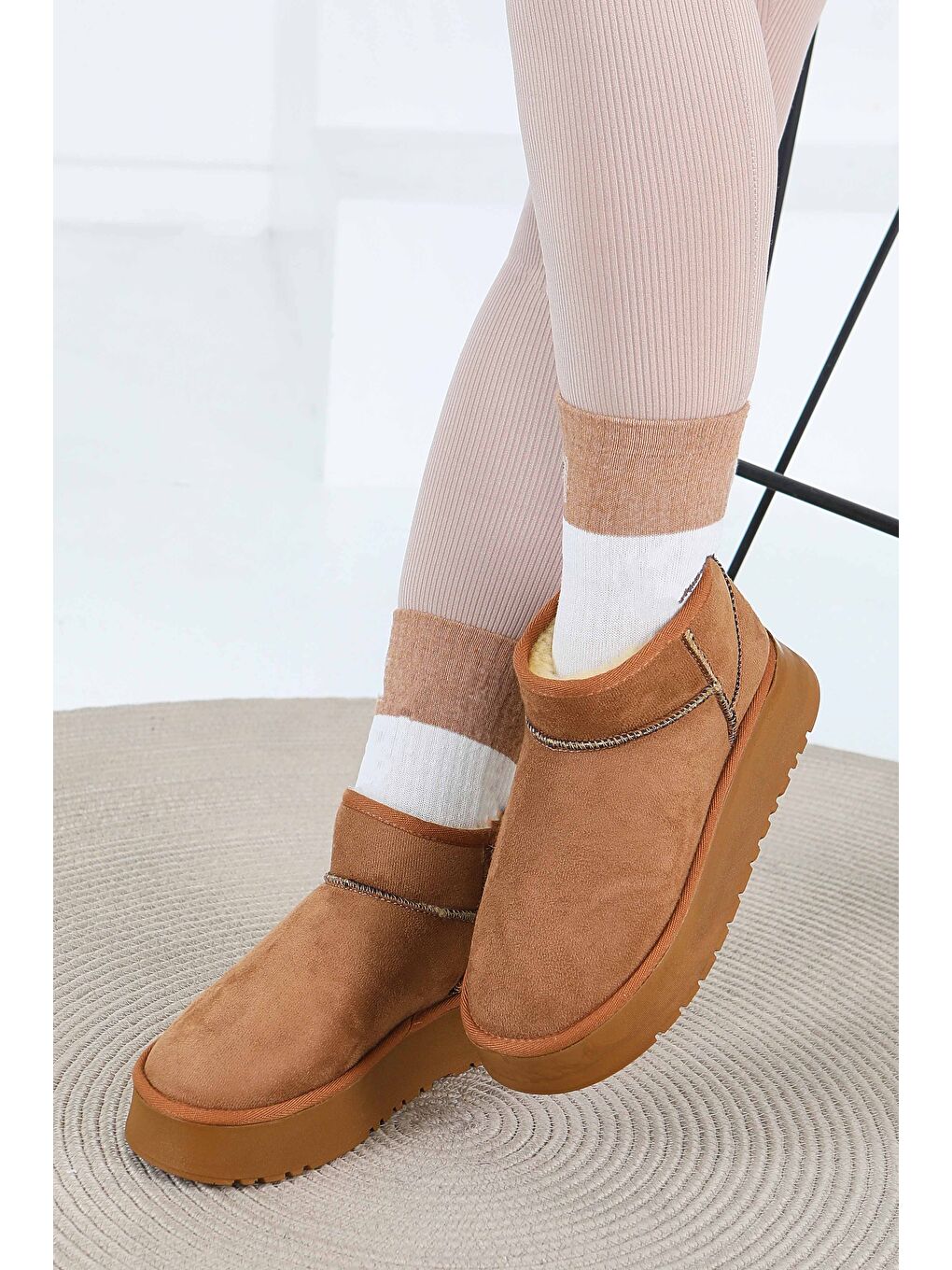 Kahverengi Kadın Taba Yüksek Taban Yarım Süet Bot - 27783-TABA-1