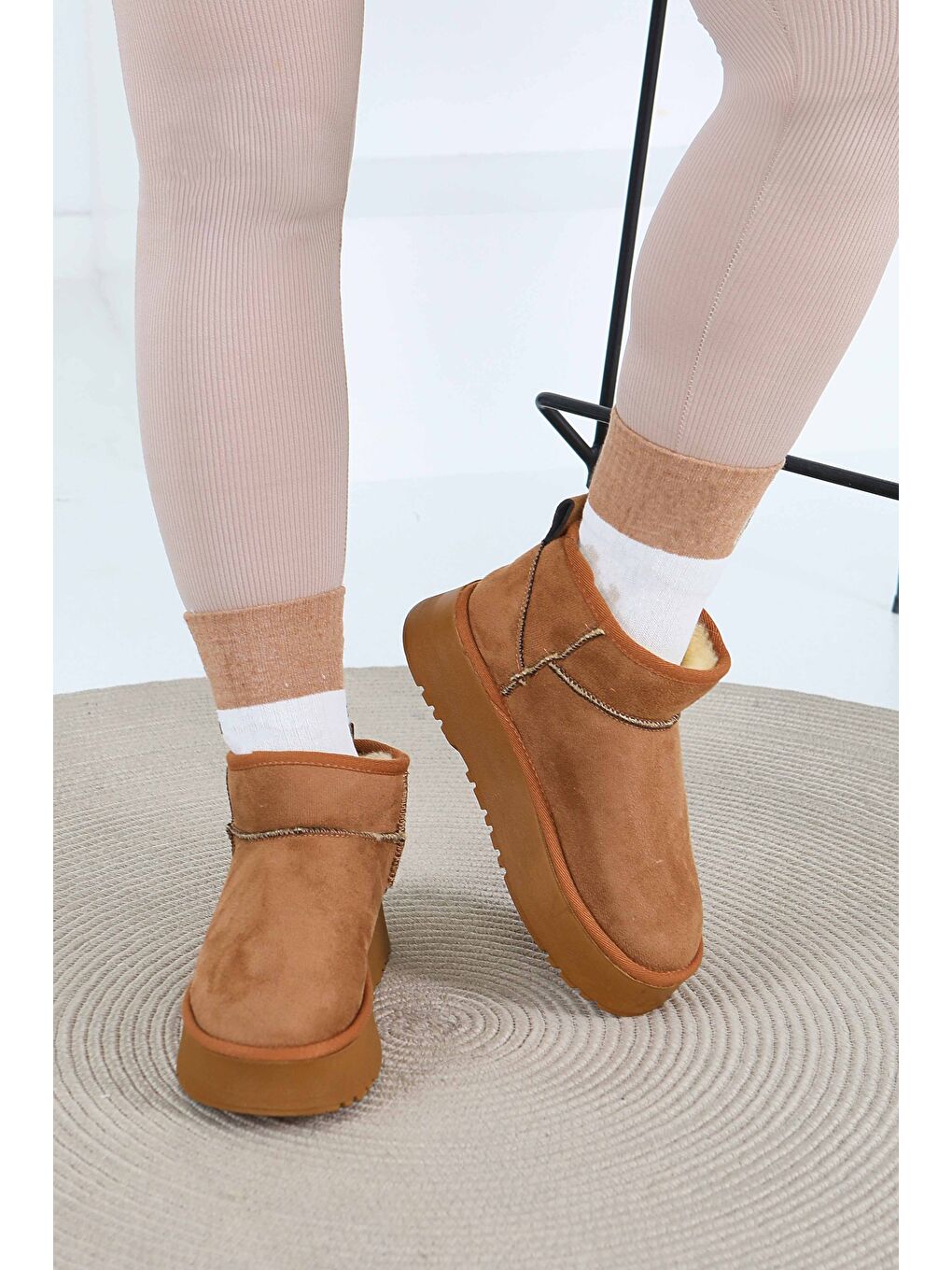 Kahverengi Kadın Taba Yüksek Taban Yarım Süet Bot - 27783-TABA-2
