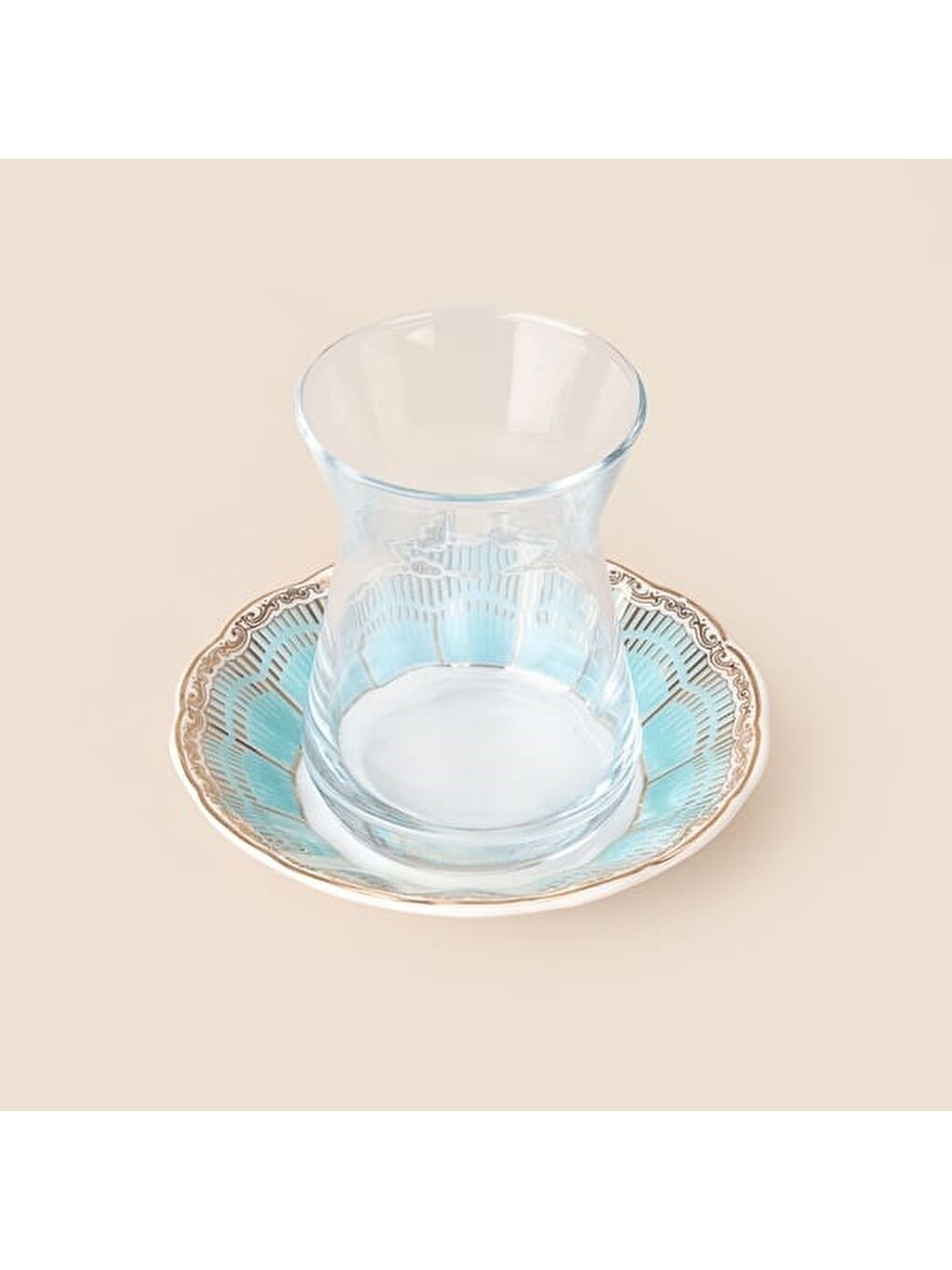 Safir Çizgi 6 Kişilik Çay Seti - Turkuaz-1