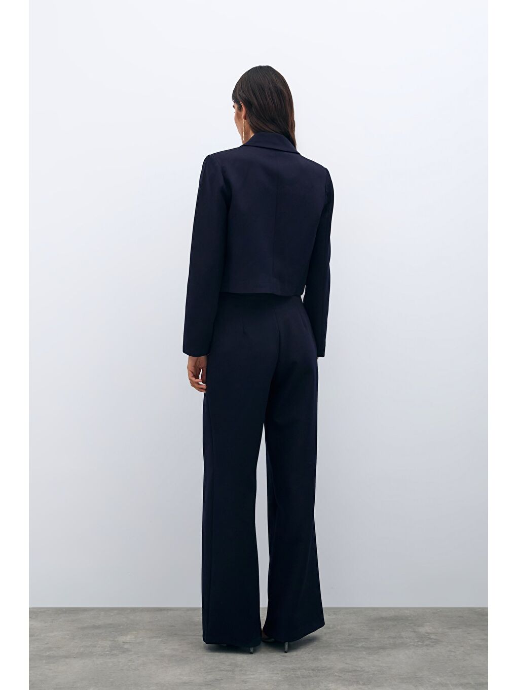 Cep Taş Detaylı Kısa Ceket - Lacivert-7