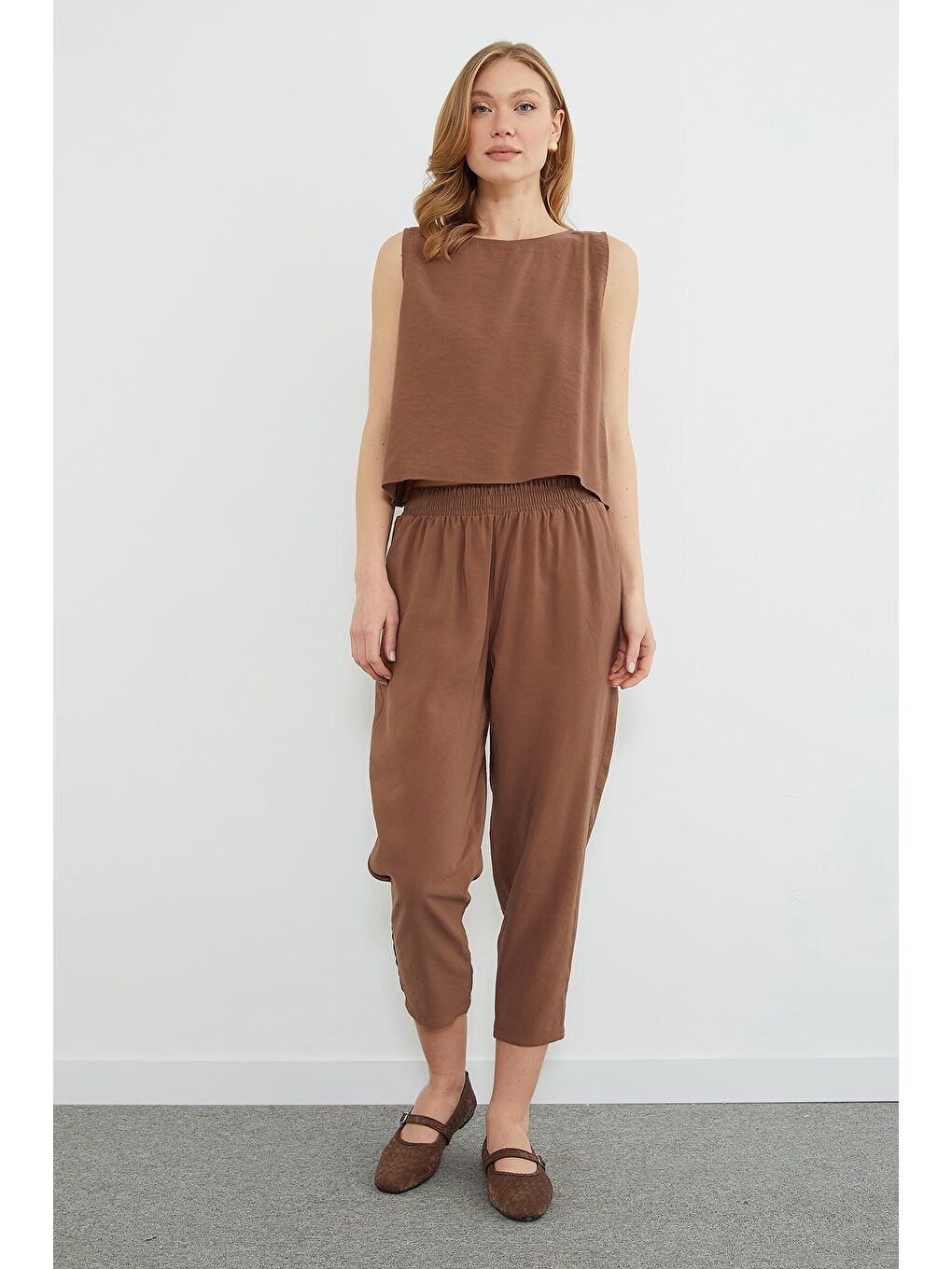 Bej Basic Beli Lastikli Salaş 2 Li Takım-1