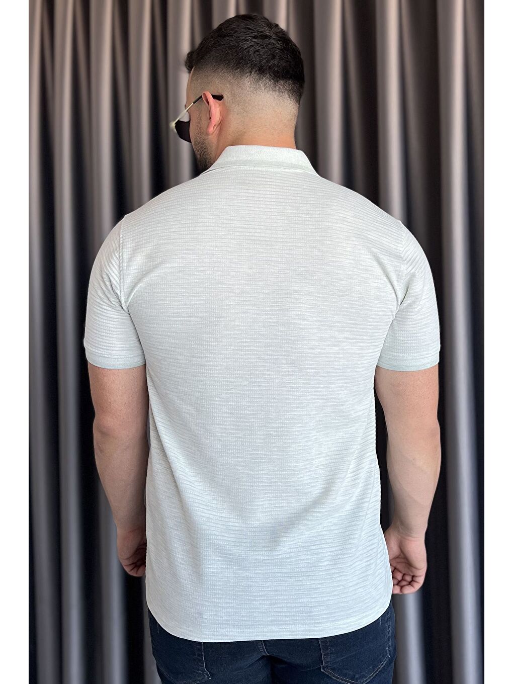 Yeşil Erkek Polo Yaka Yarım Düğmeli Cepli Tişört-2