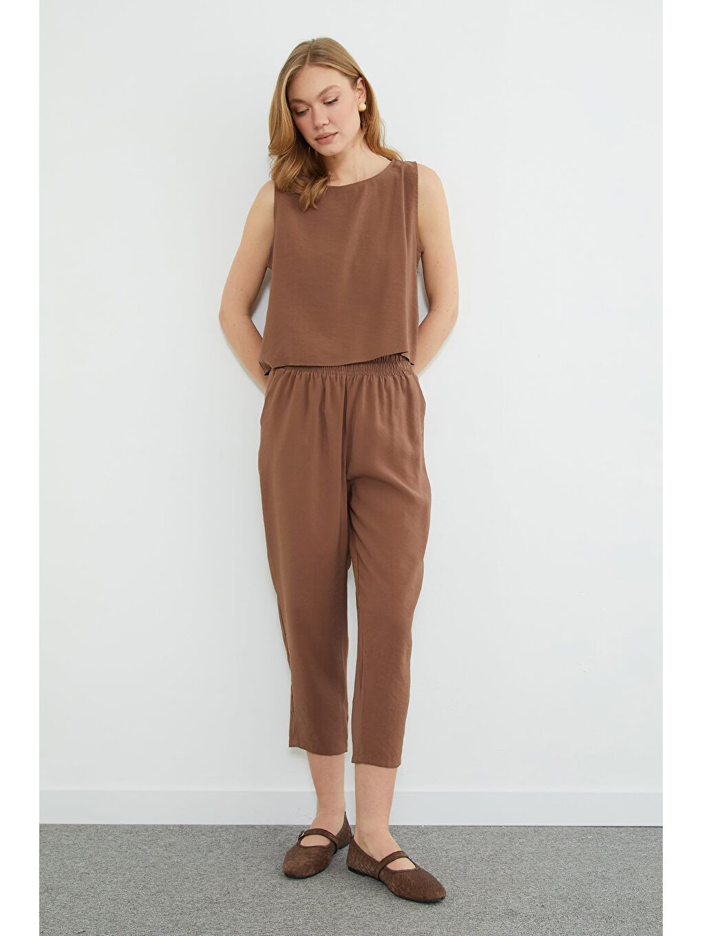 Bej Basic Beli Lastikli Salaş 2 Li Takım-4