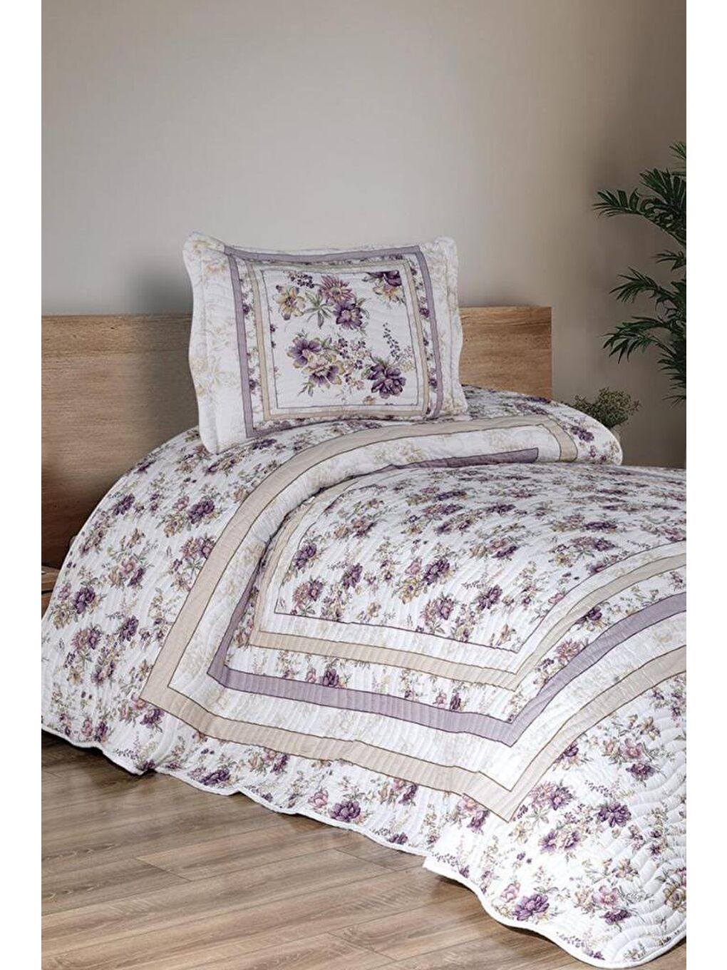 Karışık Elora Baskılı Kapitoneli Tek Kişilik Yatak Örtüsü