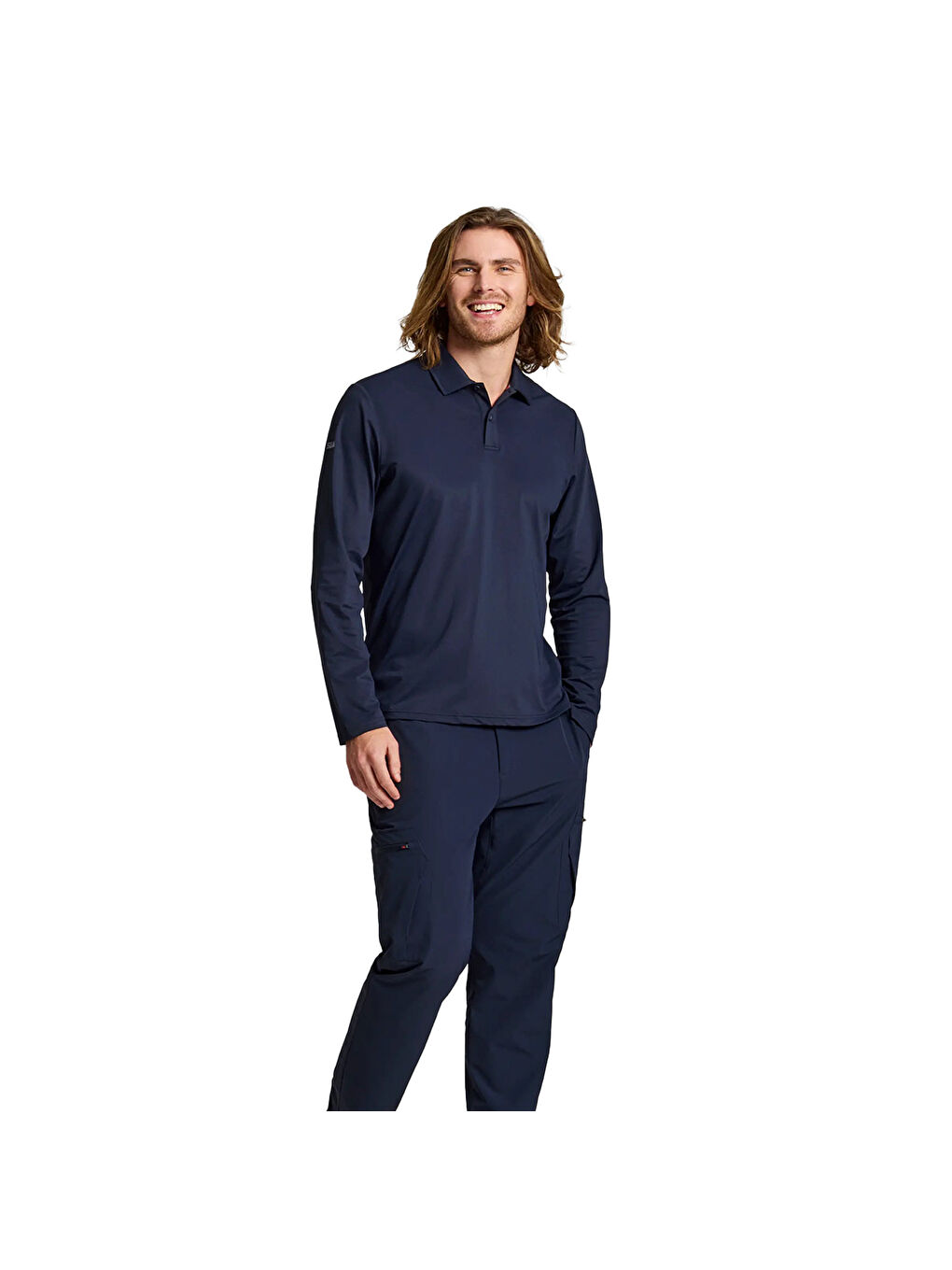 Lacivert Erkek Uzun Kollu Polo Yaka Tişört-2