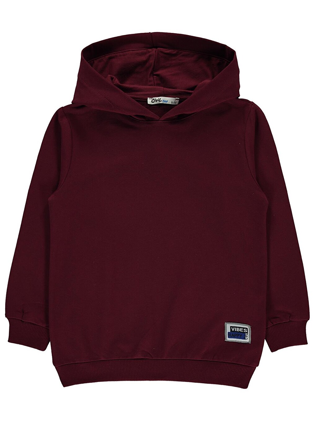 D384-2 Boys Happy Etiket 6-9 Yaş Sweat - Bordo
