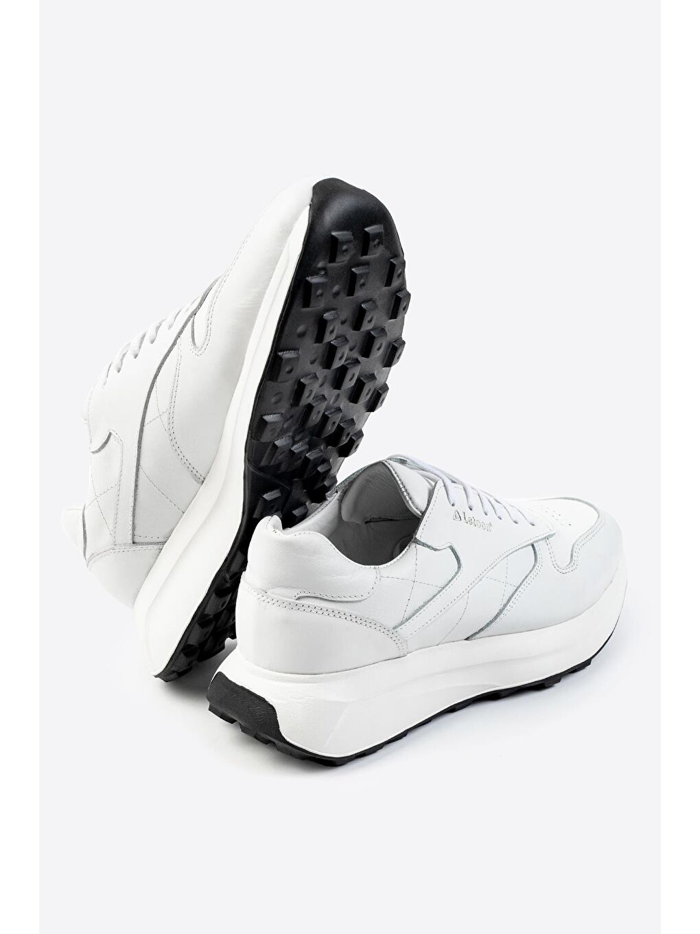 Beyaz Nopa Hakiki Deri Erkek Sneaker-3