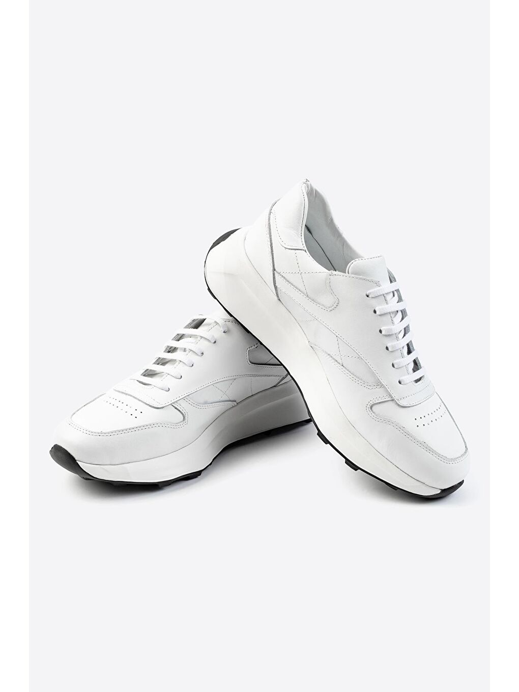 Beyaz Nopa Hakiki Deri Erkek Sneaker-4