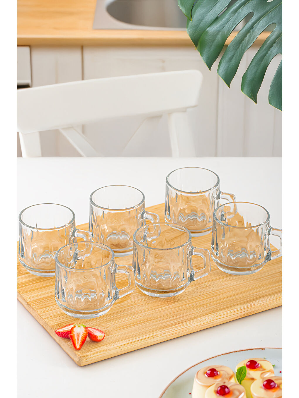 Renksiz 9192 Alexi 6'lı Cam Kulplu Kupa Seti - Çay Kahve Fincan Kupa Takımı 150cc-2