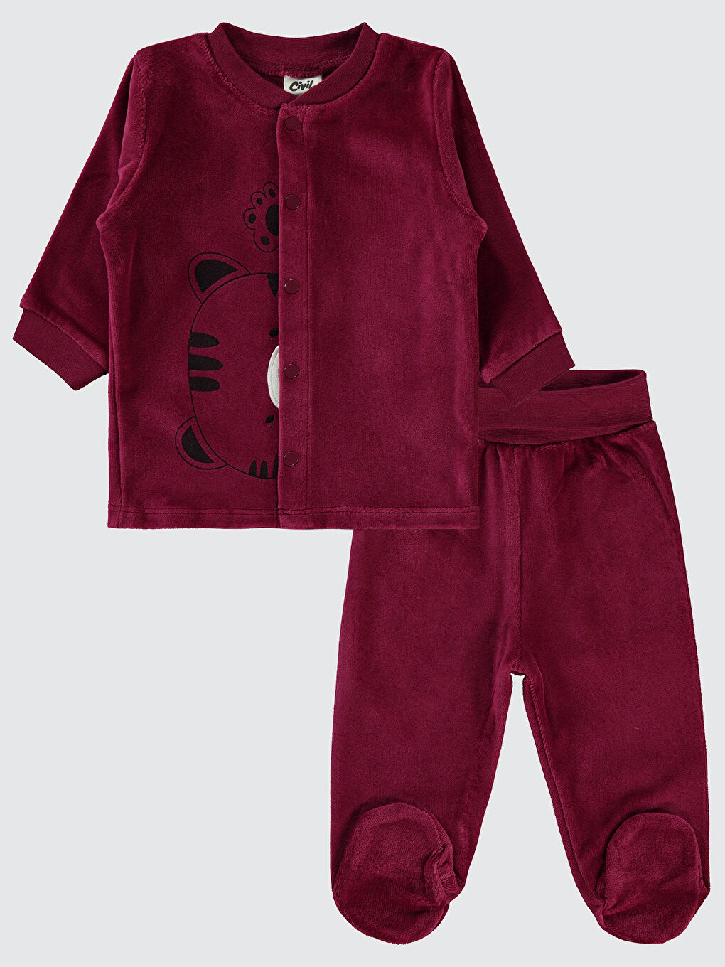 Civil Baby Kız Bebek Pijama Takımı 1-6 Ay Bordo