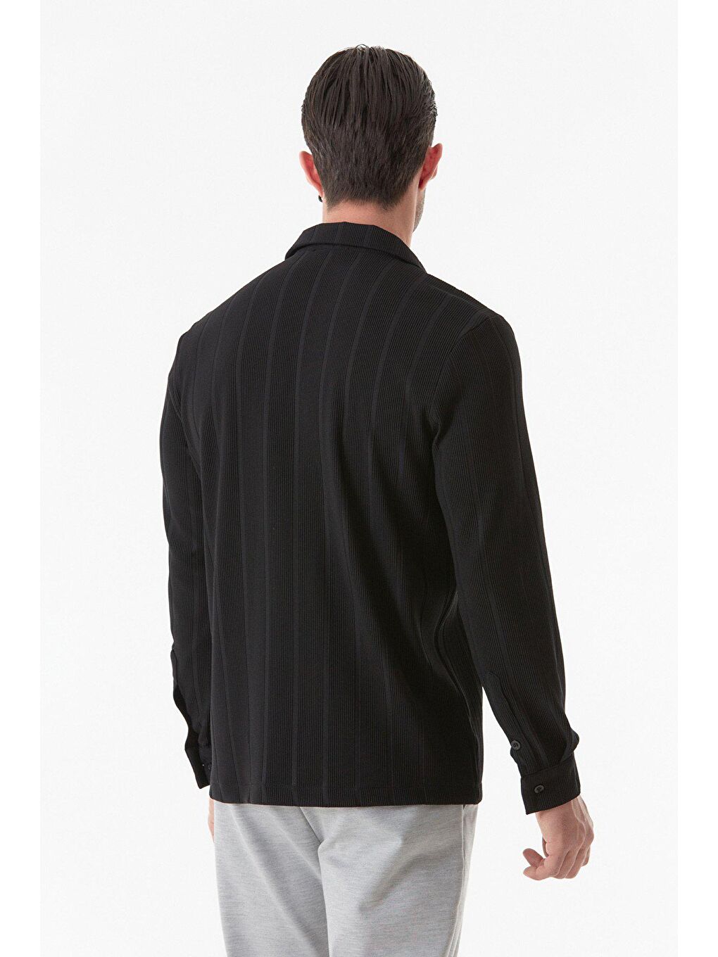 Siyah Fitilli Uzun Kollu Gömlek-2