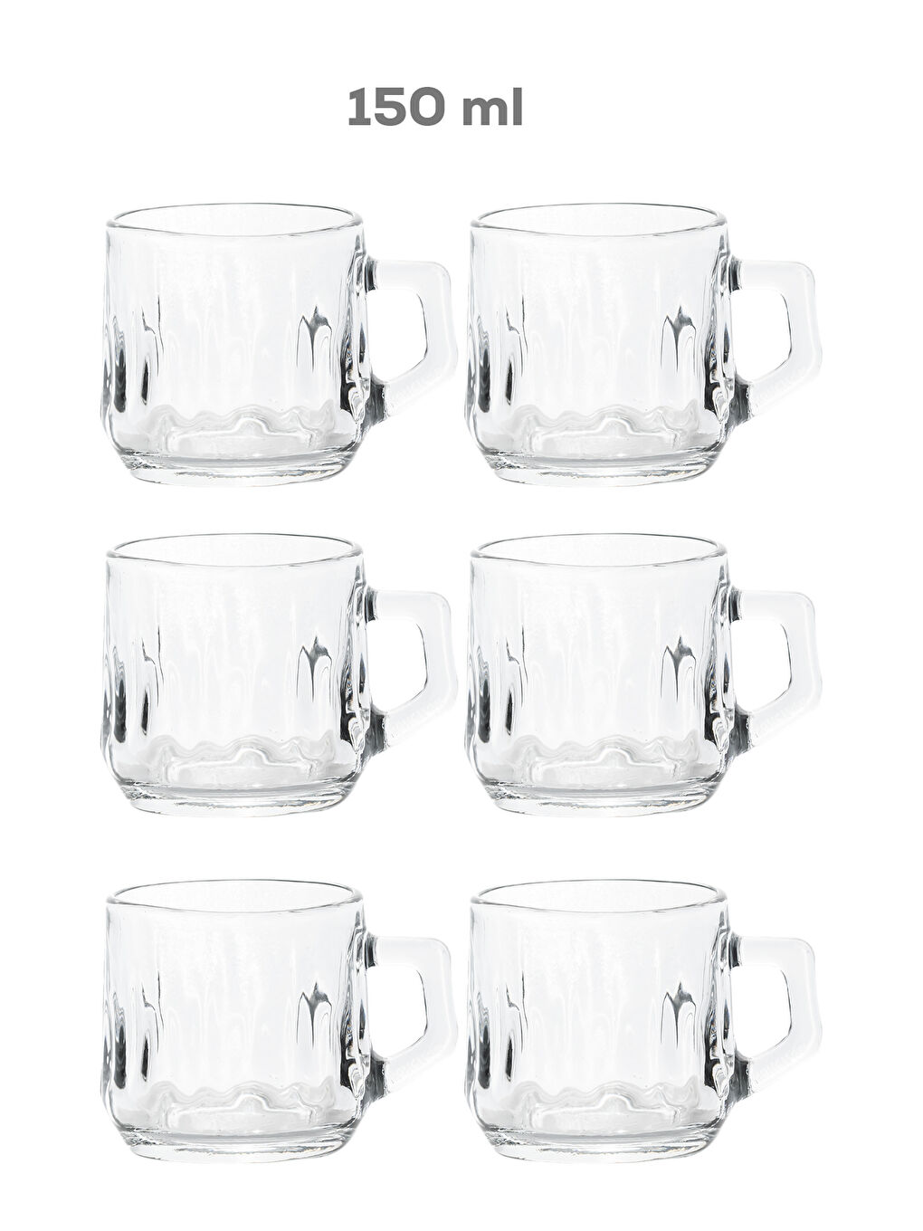 Renksiz 9192 Alexi 6'lı Cam Kulplu Kupa Seti - Çay Kahve Fincan Kupa Takımı 150cc-3