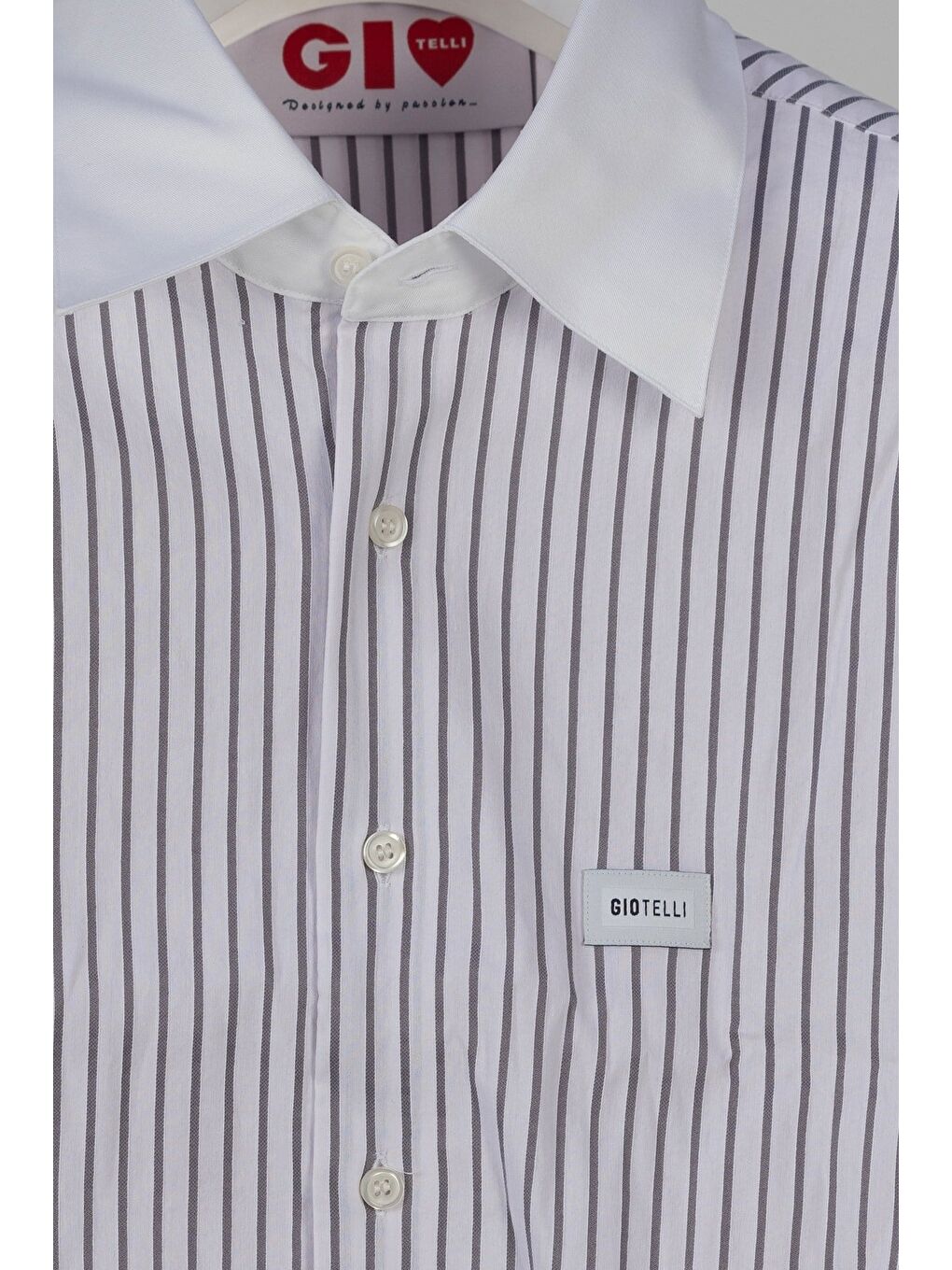 Karışık Giotelli Erkek Mix Geniş Kesim Oversize Fit Pamuklu Dokuma Çizgili Apoletli Yaka Gömlek-4